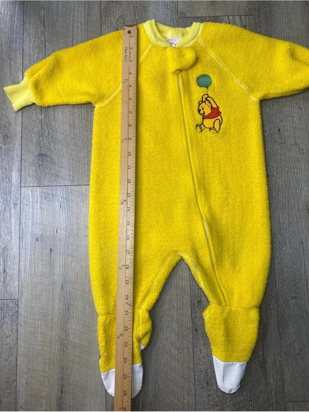 Vintage Disney Winnie The Pooh Fleece Footed Yellow Pajamas Size 1T